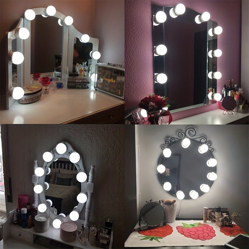 Espejo de tocador de maquillaje con luces, juego de mesa de tocador con  luces de control táctil de 3 colores, escritorio de tocador con espejo y