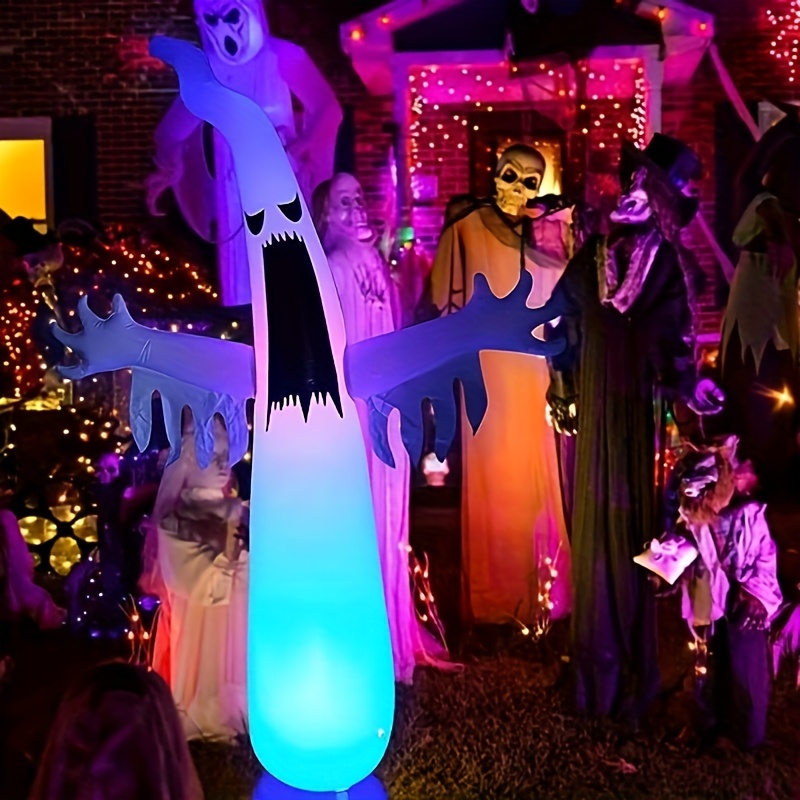 12 ft halloween inflatable towering terrible spooky ghost with build in led remote control for halloween ghost ornament home decor gift party indoor outdoor yard garden lawn decor details 0