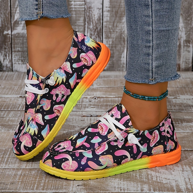 Zapatos Lona Simples Mujer Zapatillas Planas Cordones - Temu