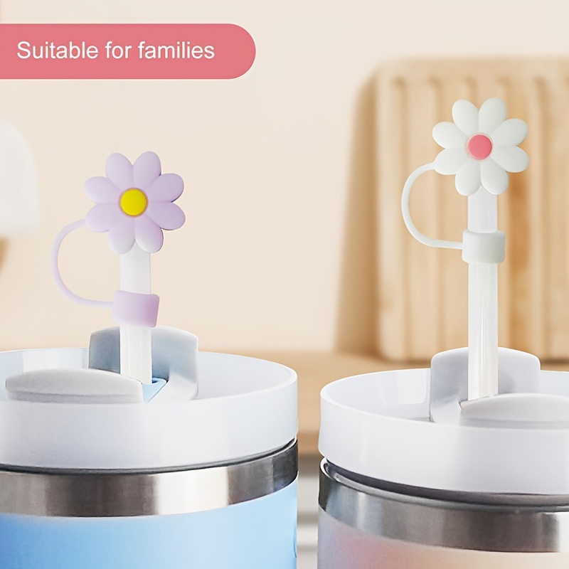 Silicone Straw Cover Flower Straw Cover Compatible With - Temu