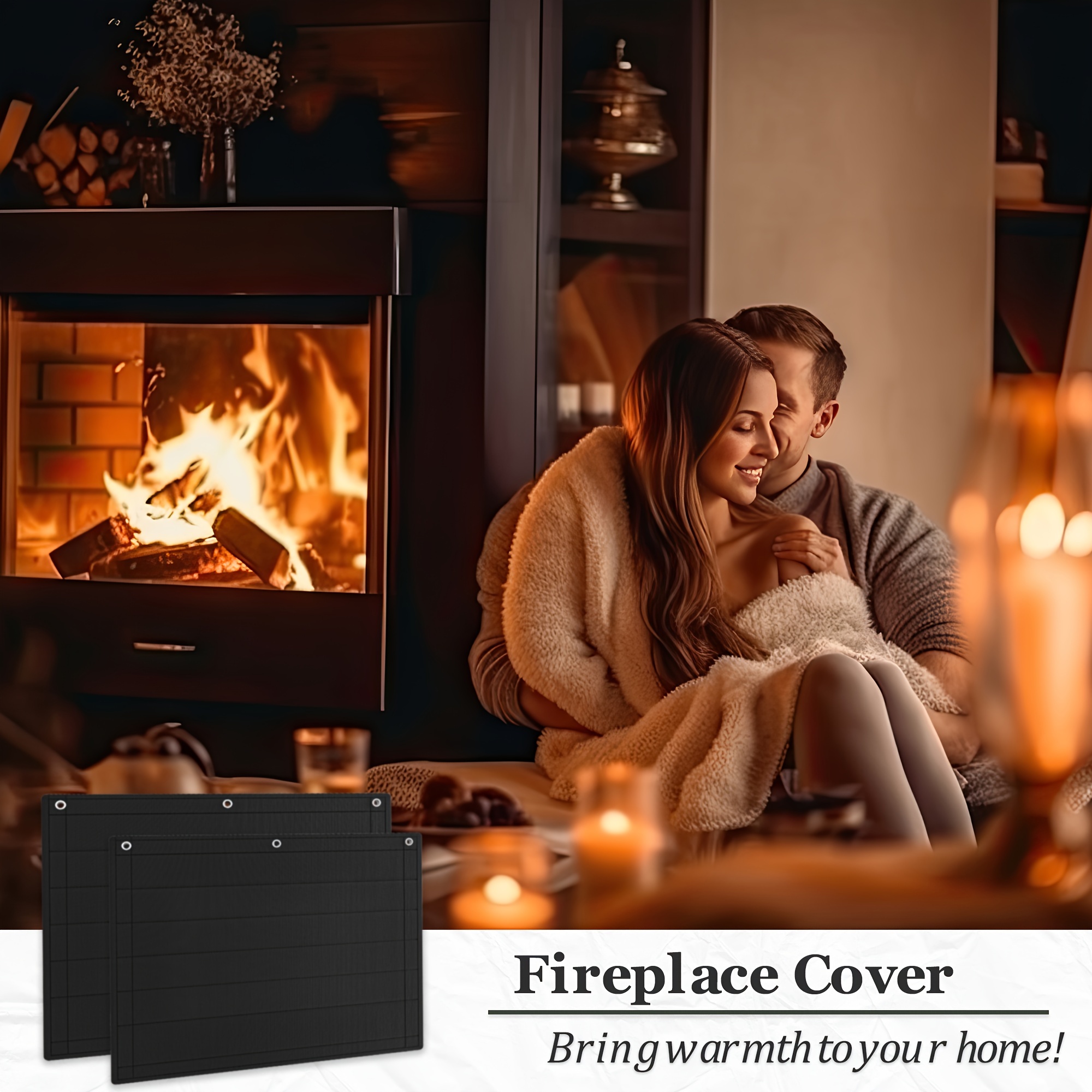 Upgraded Magnetic Fireplace Draft Cover Black Fireplace - Temu