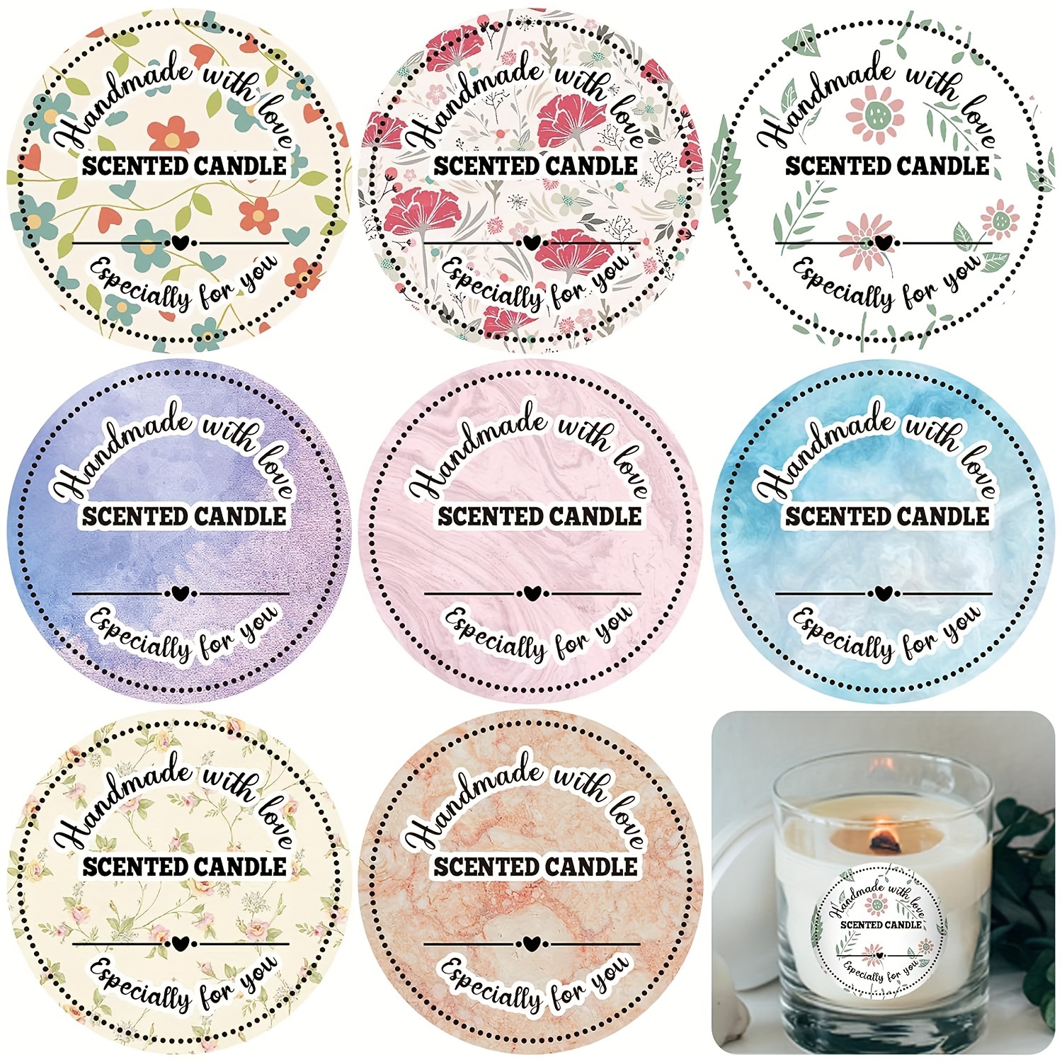 Candle Label Stickers Flower Pattern Candle Labels Candle - Temu
