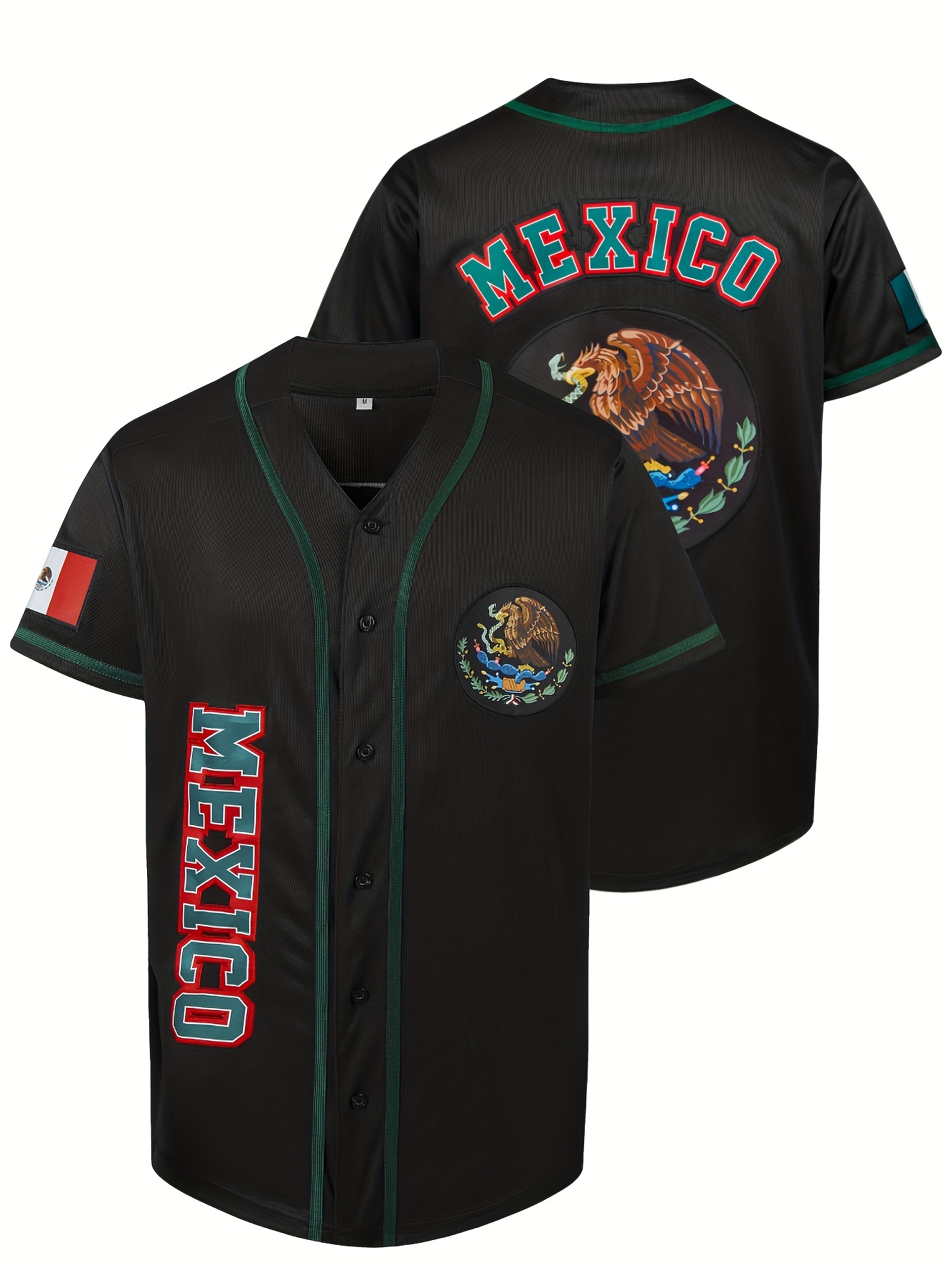  Men's #34 Mexico Button Short Sleeve Baseball Jersey