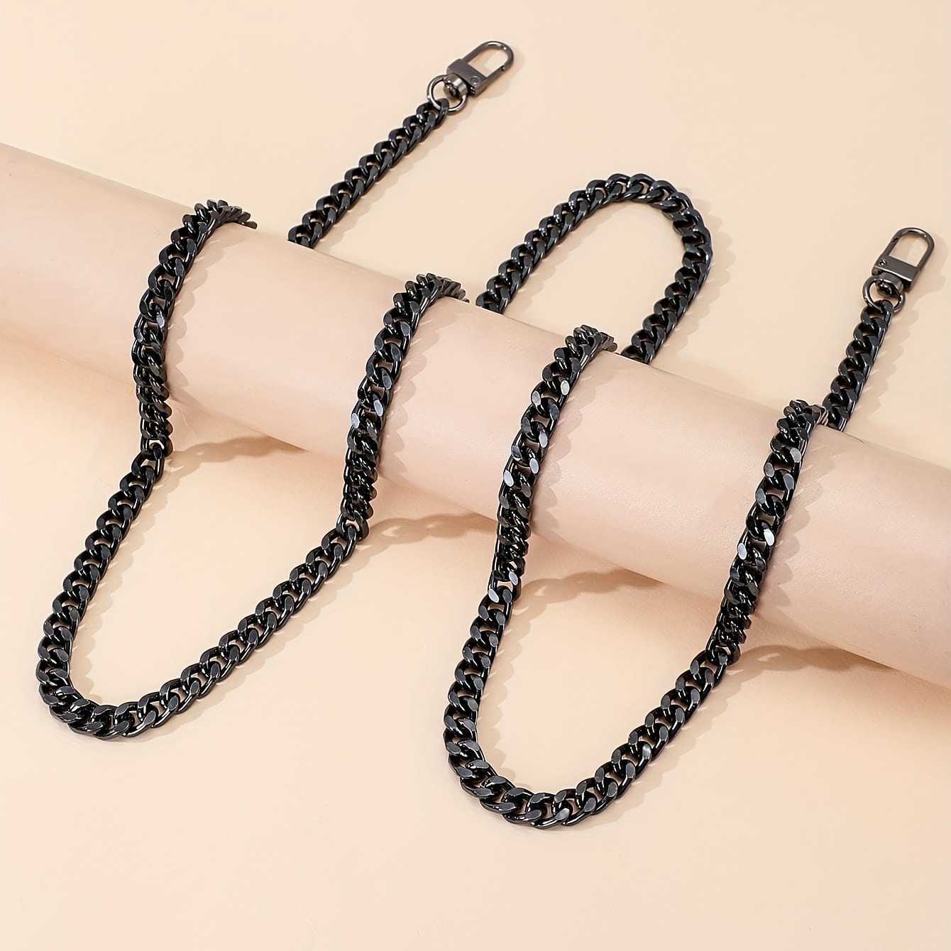 

1pc Simple Style Stainless Steel Black Bag Chain Twisted Chain Curb Chain For Diy Bag Strap Accessories Purse Chain Replacement