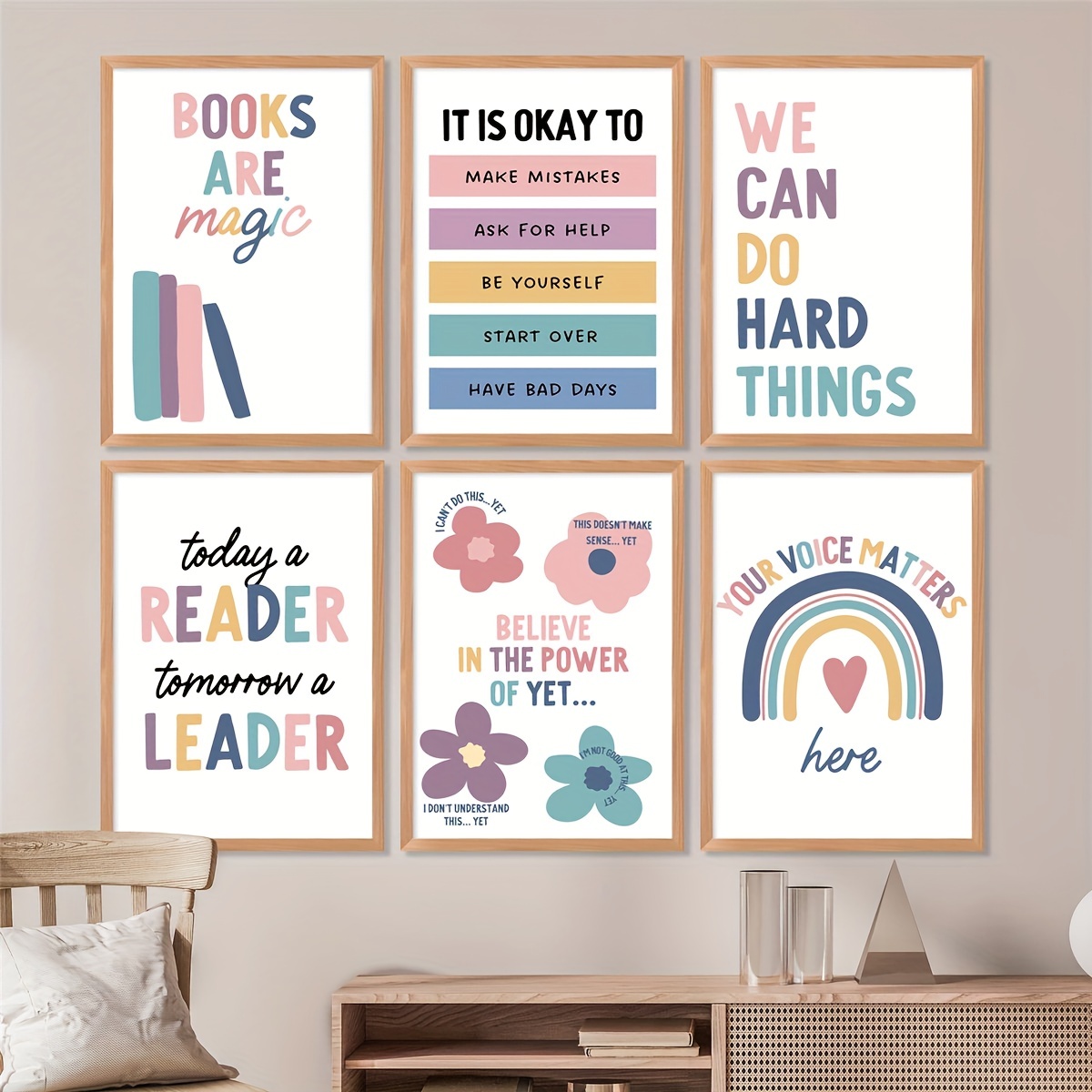 Classroom Poster Signs Inspirational Toddler Decor Boho - Temu