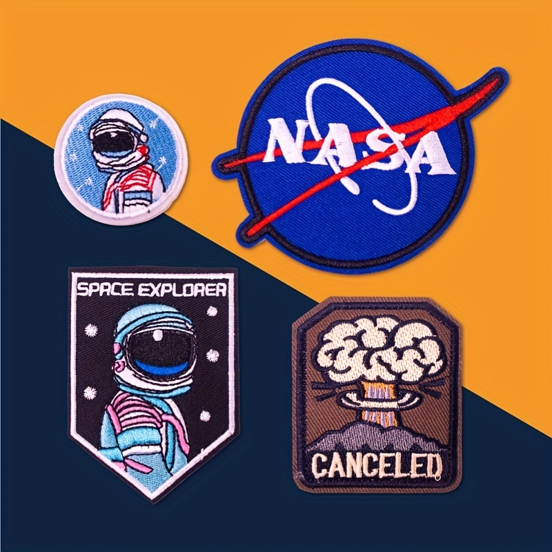 Parches de la NASA, 7 piezas de transferencia de calor DIY parches bordados  de la NASA para planchar en ropa con logotipo para chaquetas, mochilas