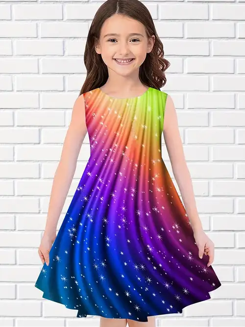 Vestido Rianbow Con Bloques De Colores Para Niñas Pequeñas - Temu