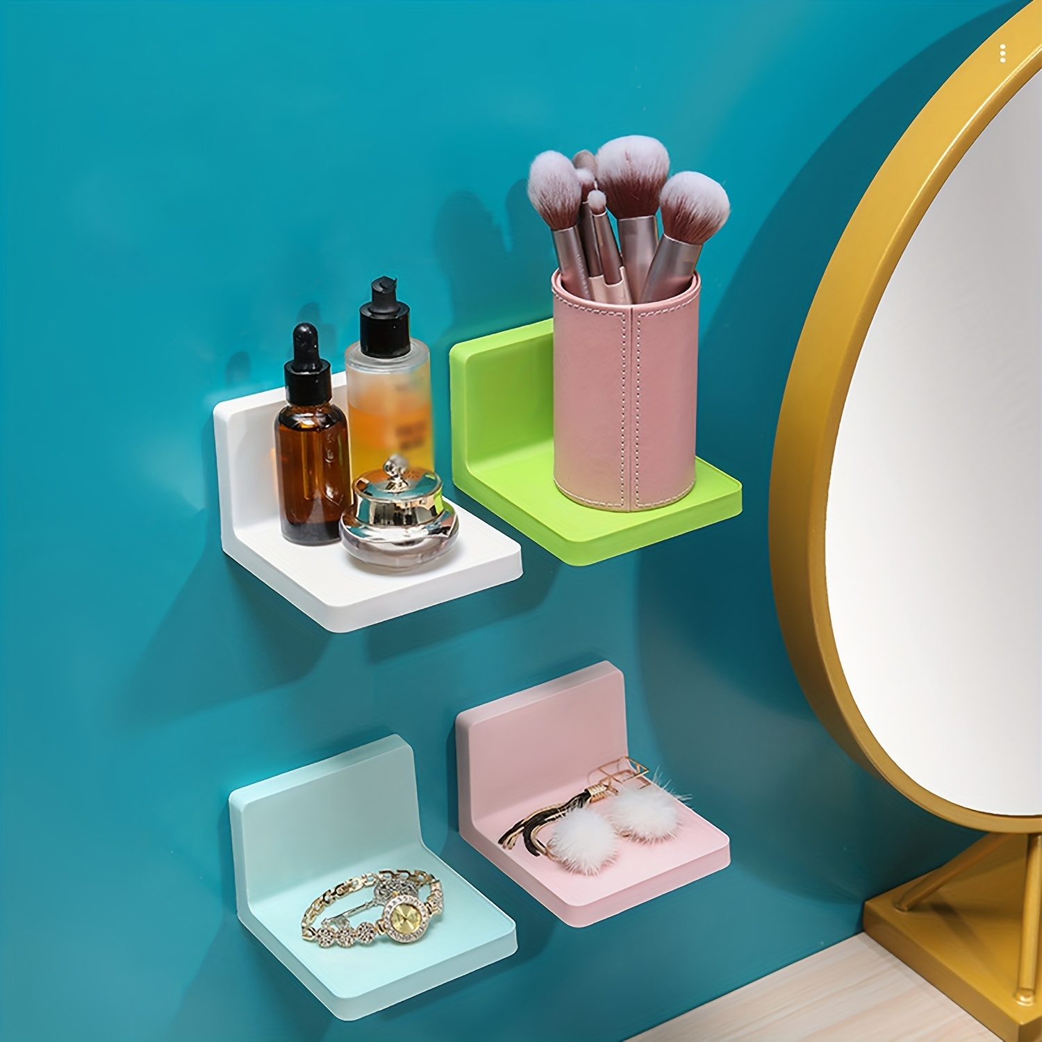 Bathroom Shelf without Drilling Makeup Organizer Self-adhesive
