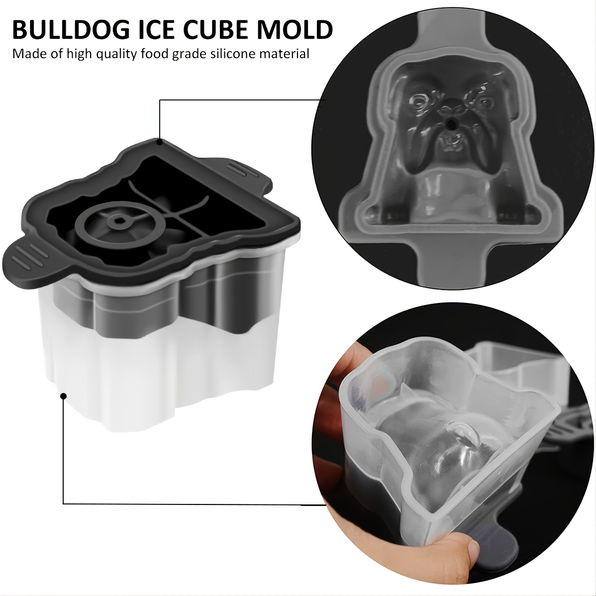 1pc, Silicone Ice Cube Tray Bulldog Ice Mold Creative Whiskey Ice Cube Mold  Ice Maker Mold With Spill-resistant Lid Fancy & Cute Ice Cube Container For  Whiskey Party Champagne