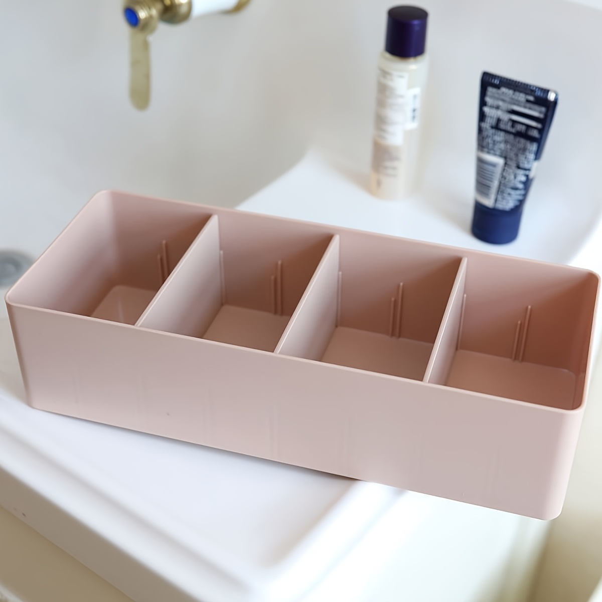 1pc Desktop Plastic Compartment Organizer Box For Cosmetic Storage