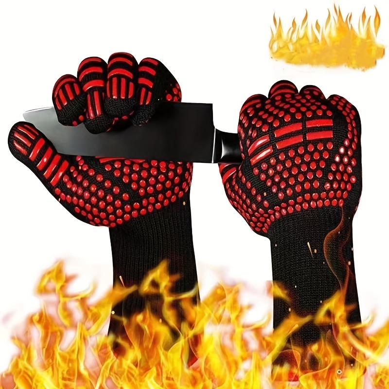 Cut-Resistant Grill Gloves Kitchen Safe Cooking Gloves For Men Oven Mitts  Smoker Barbecue Grilling L 