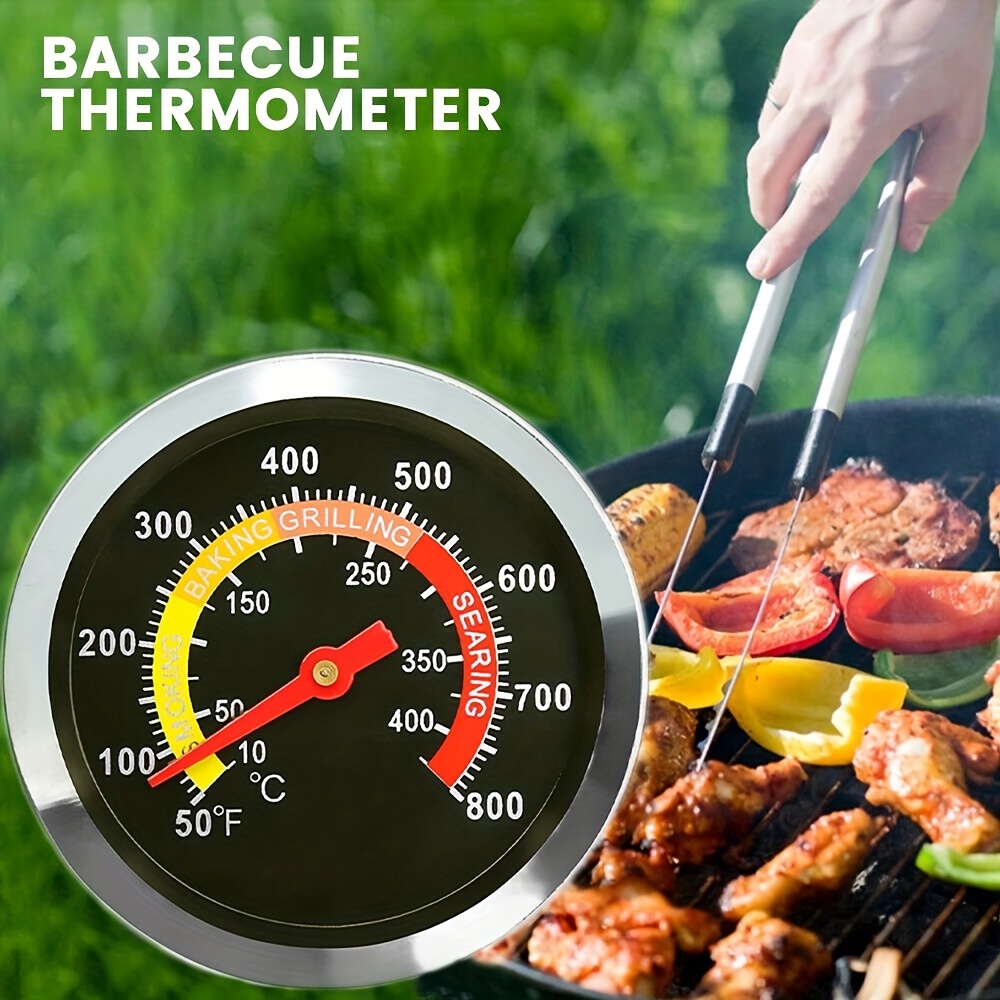 High Temp Easy to Read Color Coded BBQ Grill Thermometer Gauge (2 Pack)