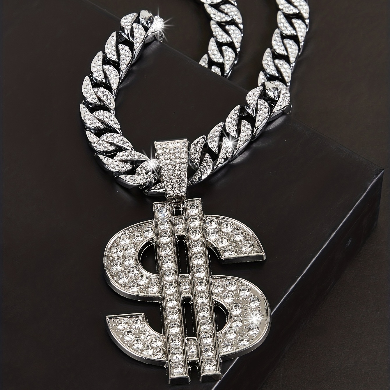 Big Dollar Pendant Cuban Chain Necklace