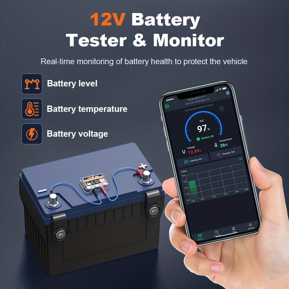 Moniteur de batterie auto connecté pour batteries 12 V, Testeurs