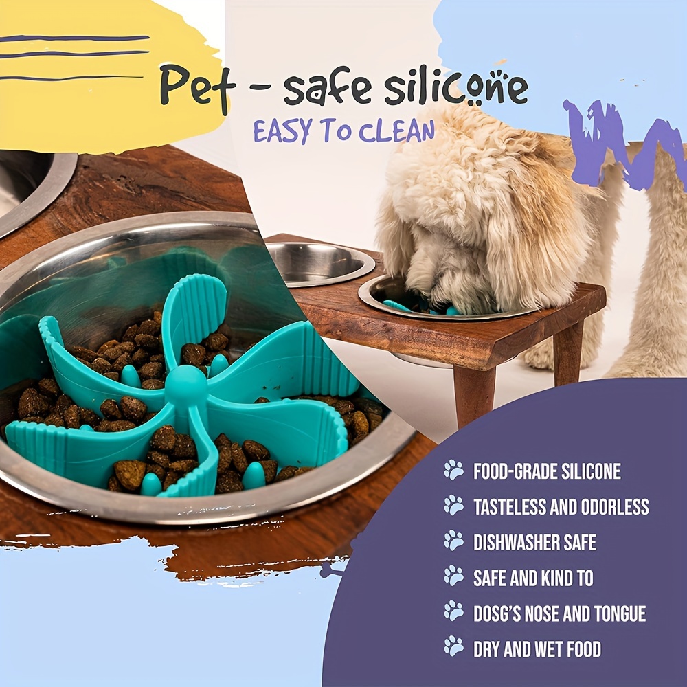 Silicone Slow Feeder Dog Bowl Insert - Dog Puzzle Feeder with Suction Cups - Cuttable Fit for All Dog Food Bowls Slow Feeder Insert Gray