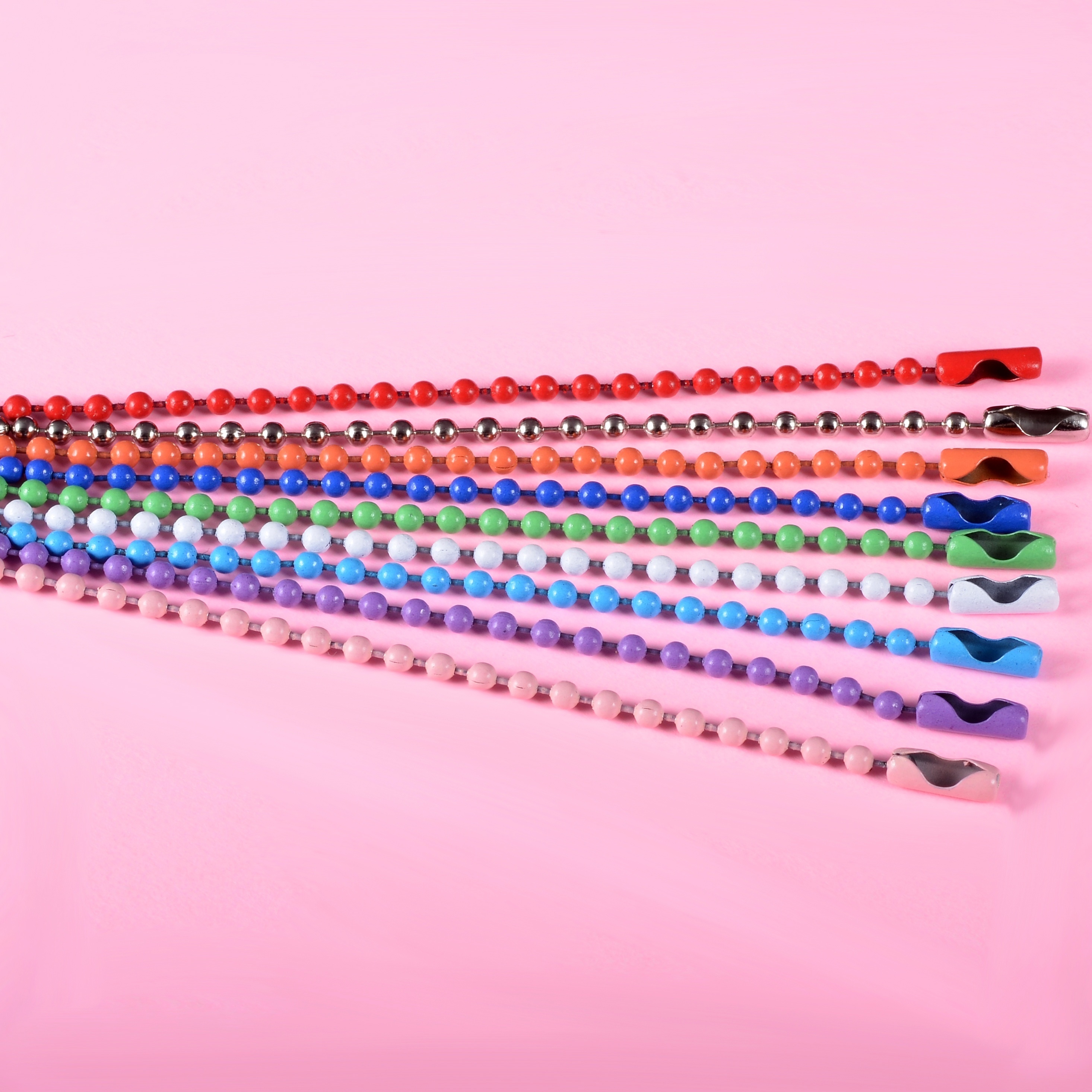 Cadena de bolas para llavero con cierre galvanizado en distintos colores