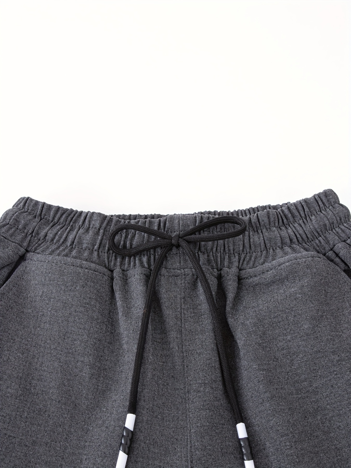 Boys Casual Solid Cargo Pants Elastic Waist Jogger Pants