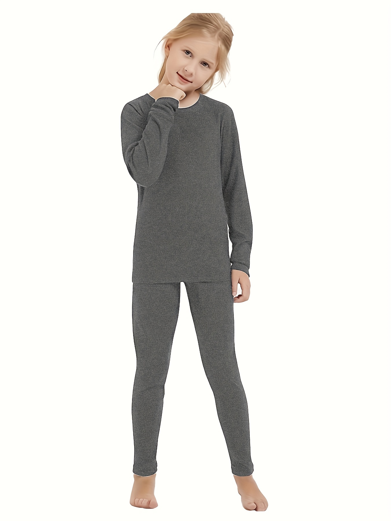 Unisex Boys And Girls Thermal Underwear Set Grey Sleeping Bear - 160 Yards