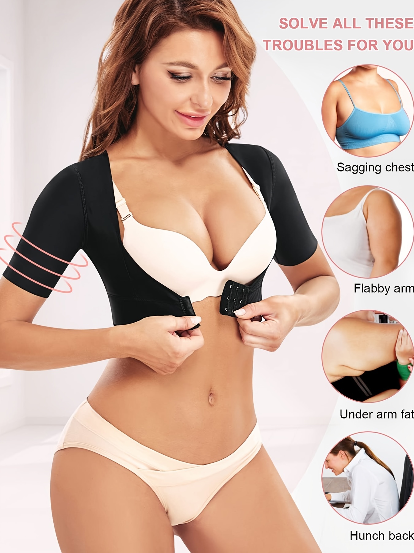 Upper Arm Shaper Post Surgical Slimmer Compression Sleeves Posture  Corrector Tops Shapewear for Women, Black(with Strap), XL : Buy Online at  Best Price in KSA - Souq is now : Fashion
