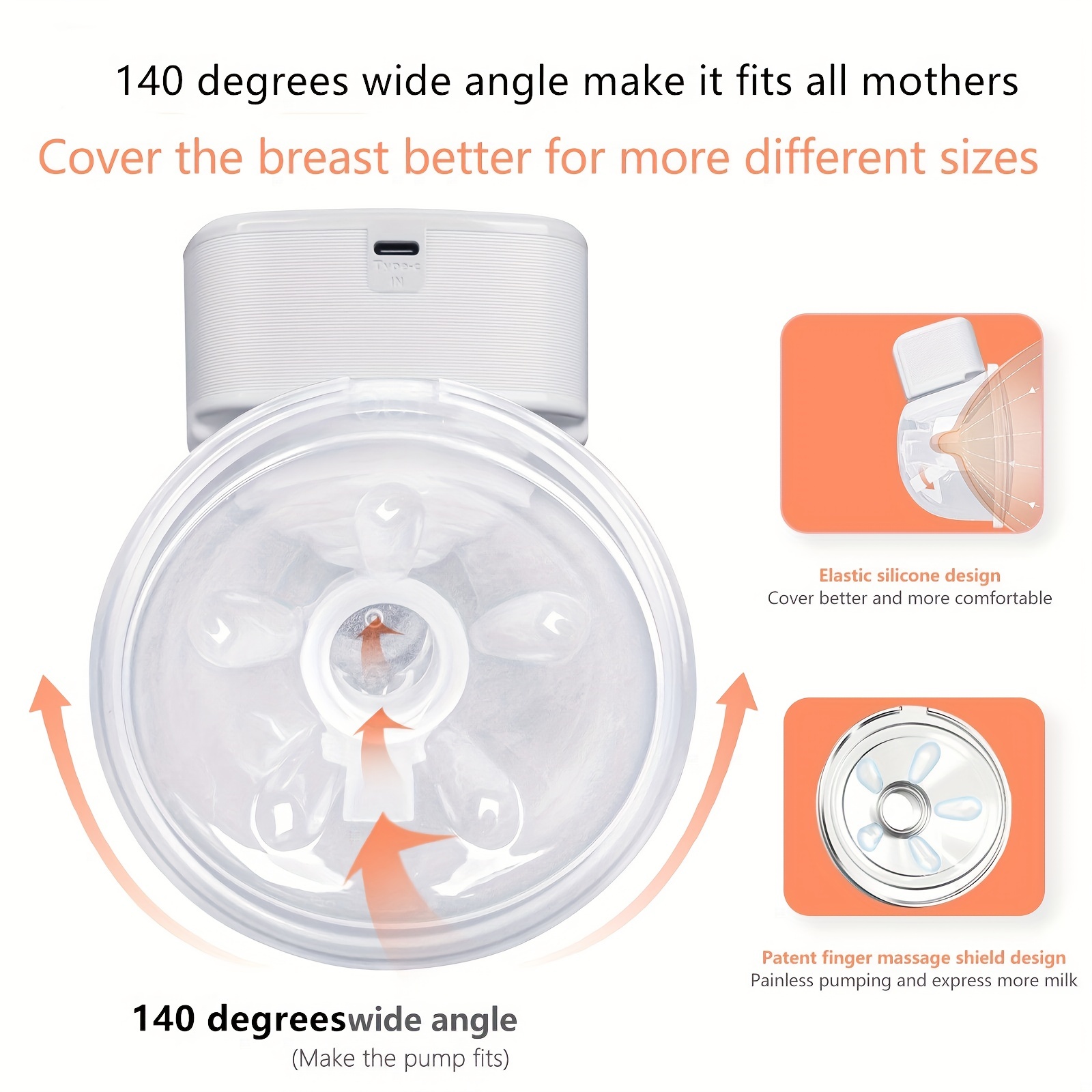 Wearable Wireless Breast Pump, Low Noise Painless Comfort Portable