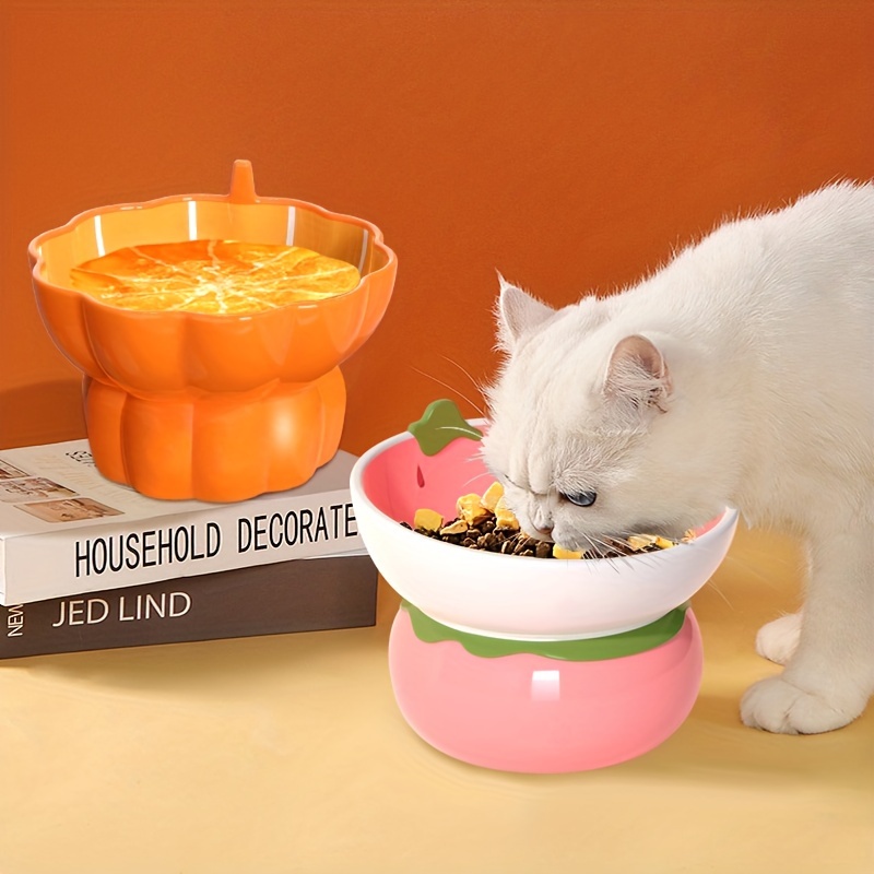 Ceramic Raised Cat Food Bowl Fruit Shaped Elevated - Temu