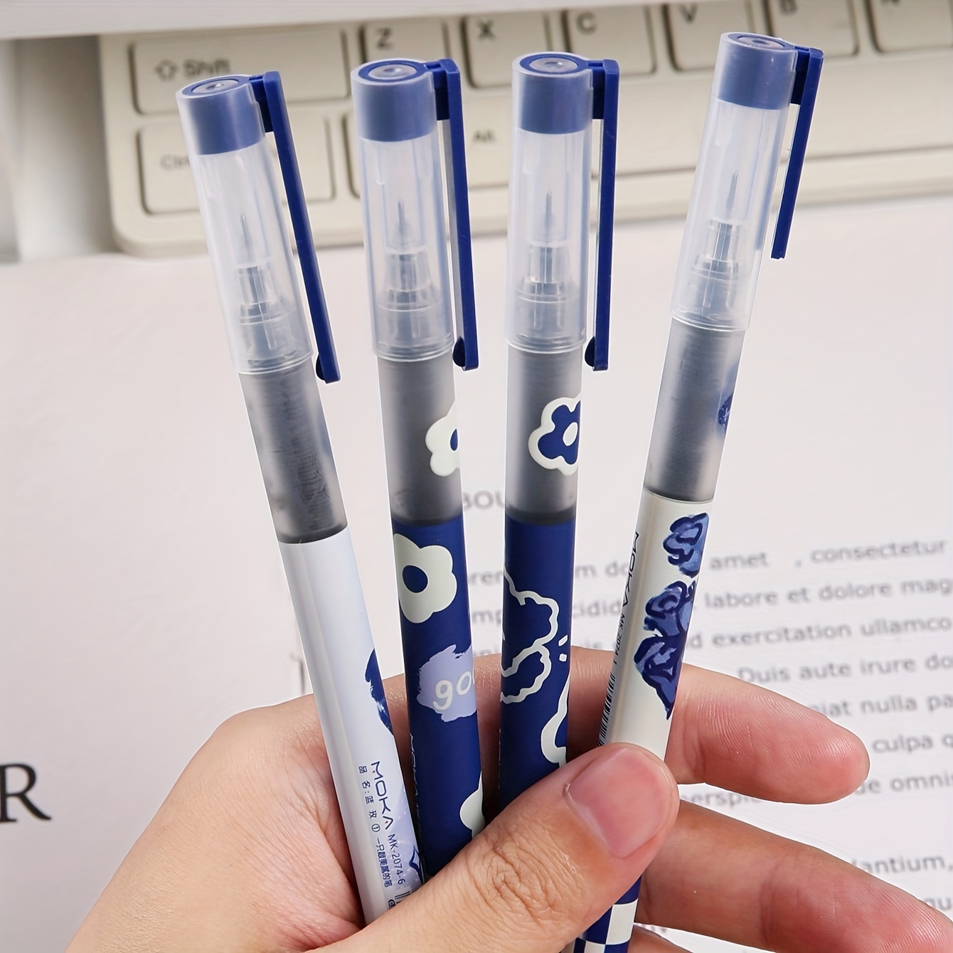 Blue Rose Retractable Gel Pens Set Pens Fine Point Black - Temu