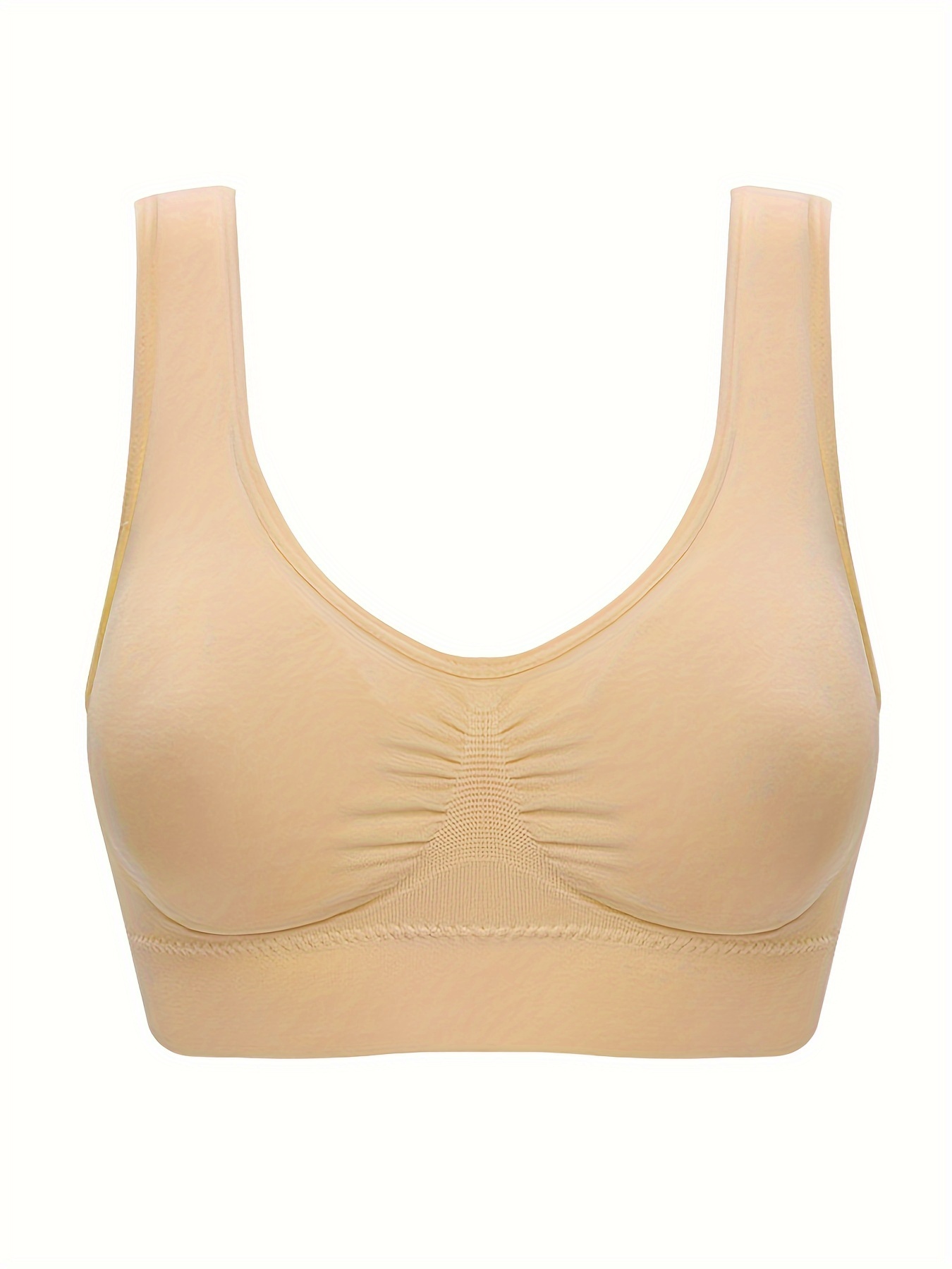 Women Seamless Solid Color Sports Bra With Removable Bra Pad Plus Size  Sports
