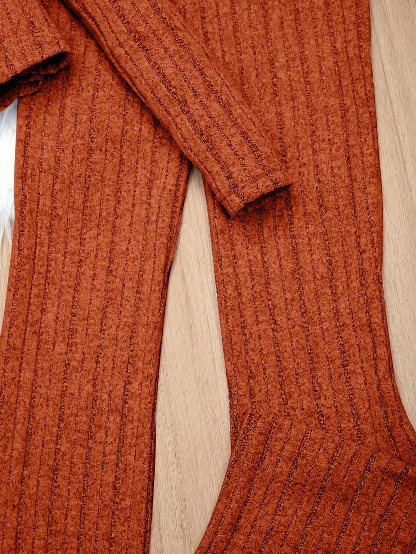 Orange Sheer Knit Flare Trouser, Knitwear