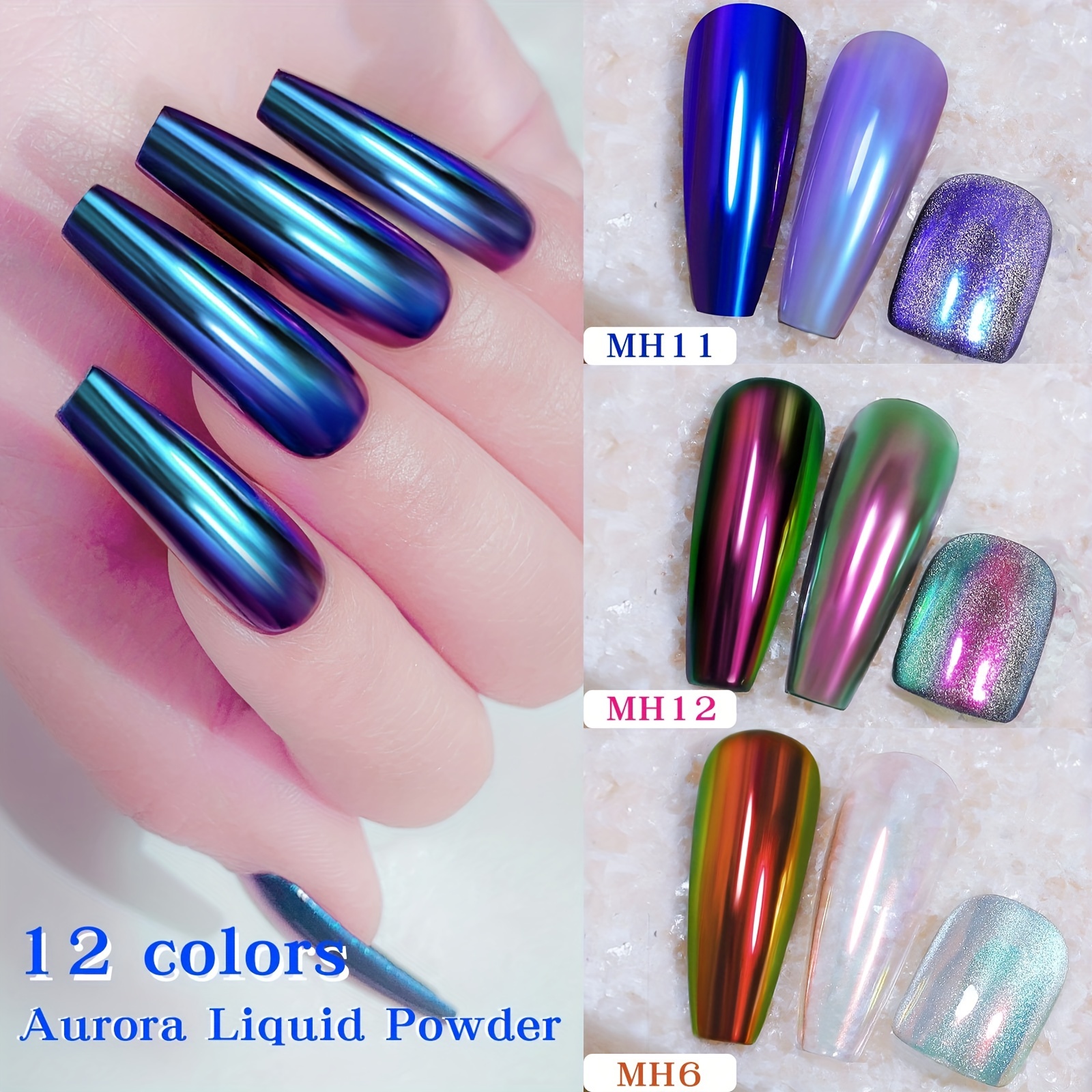 Aurora Nail Powder Mirror Effect Chrome Nail Art Mermaid - Temu