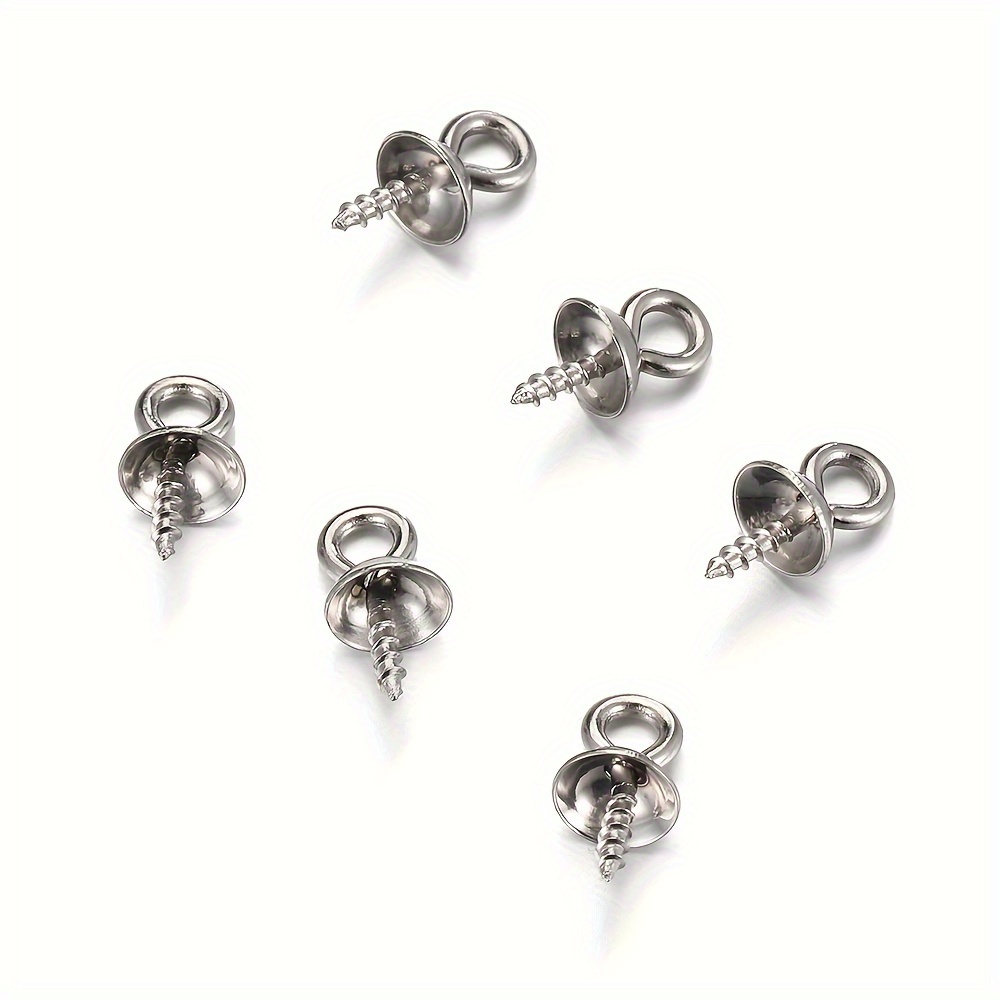 Stainless Steel Screw Eye Pins Bail Top Drilled Beads End - Temu