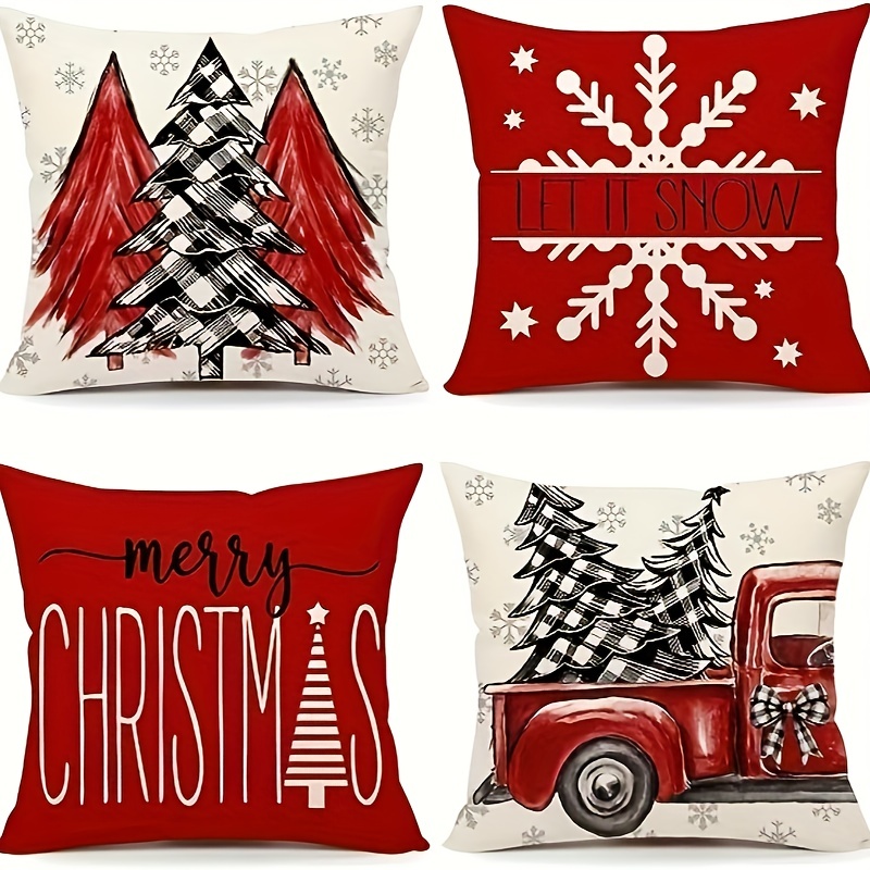 Christmas Pillow Cover, Red Christmas Cat Tree Winter Throw Pillows Xmas  Pillowcase Home Decor Living Room House Decorative Cushion Case For Sofa  Couch - Temu