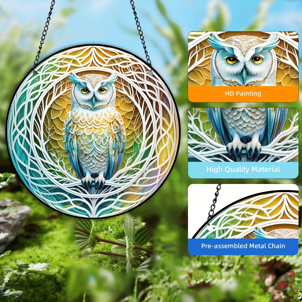 3d Owl Stained Window Hanging Suncatcher Bird Suncatcher For - Temu
