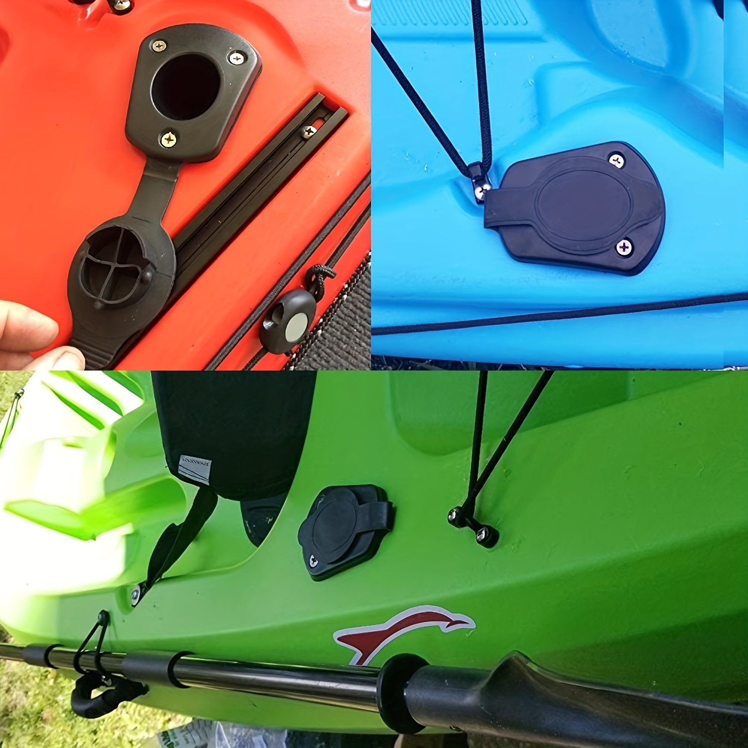 2x Plastic Flush Mount Fishing Boat Rod Holder and Cap Cover for Kayak Pole  for sale online