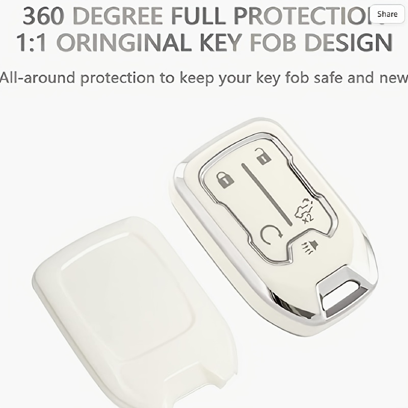 Bqepe for Chevy Key Fob Cover Keychain Fit for 2018-2022 Chevrolet  Silverado And GMC Sierra 1500 2500HD 3500HD 2015-2021 Smart Key Shell Case  (Ivory White, 6 Buttons) 