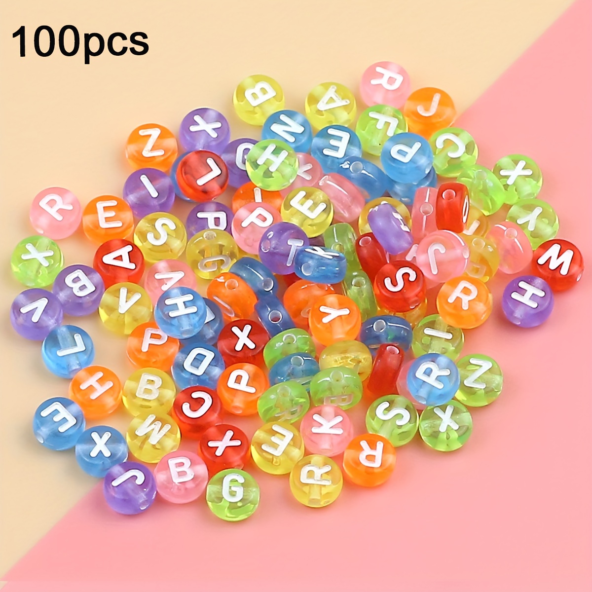 Acrylic Flat Round Beads With English Letters And Numbers - Temu