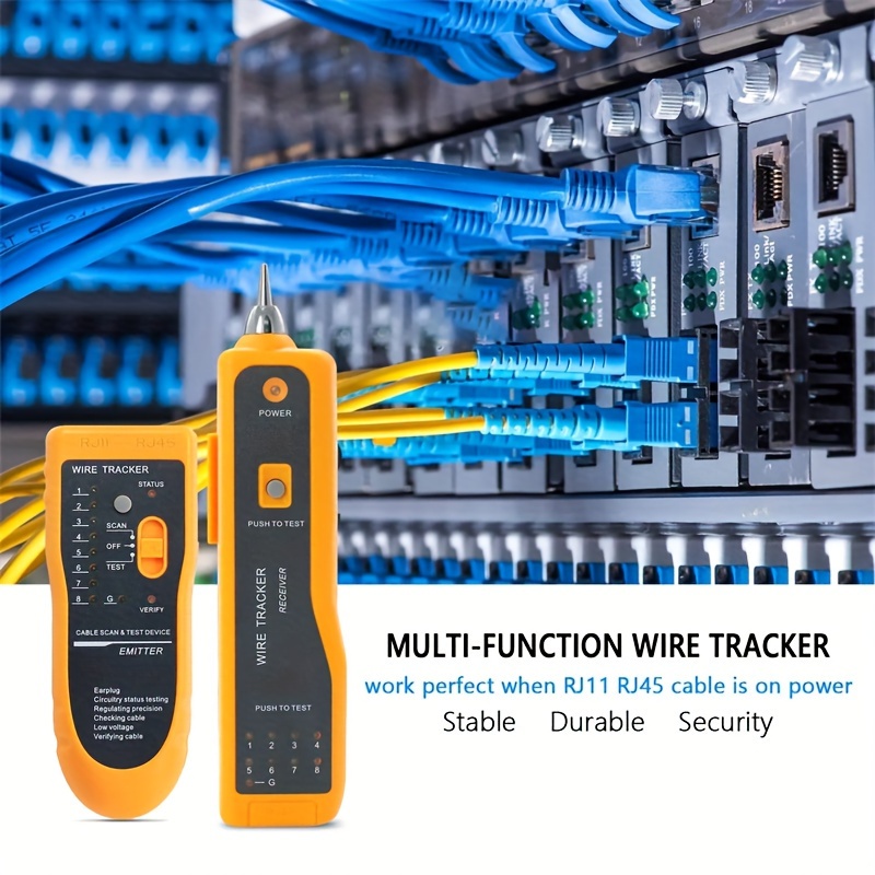 Ethernet Network Toner RJ11 RJ45 Network Cable Tester LAN Tracker Wire  Finder Cat5 Cat6 with 2 Network Wire Stripper Toolkit Orange