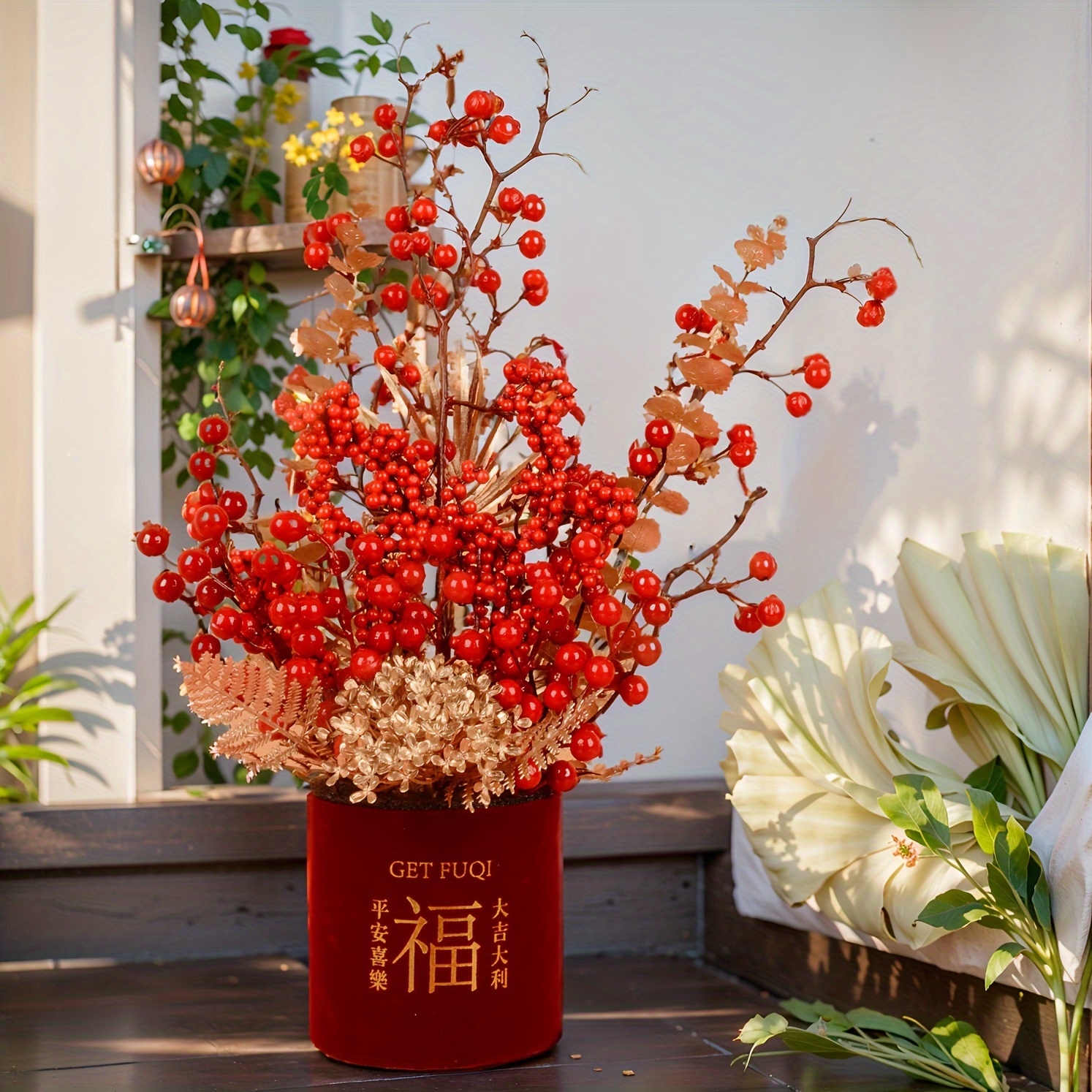 Chinese New Year Decorations Red Pulp And Fortune Fruit - Temu