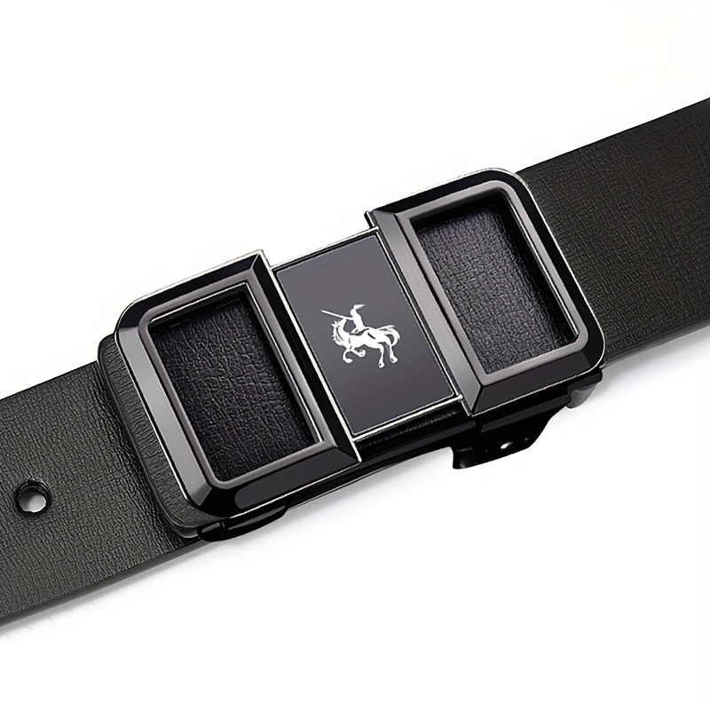 Men's Smooth Buckle PU Leather Belt for Business Travel Dressing
