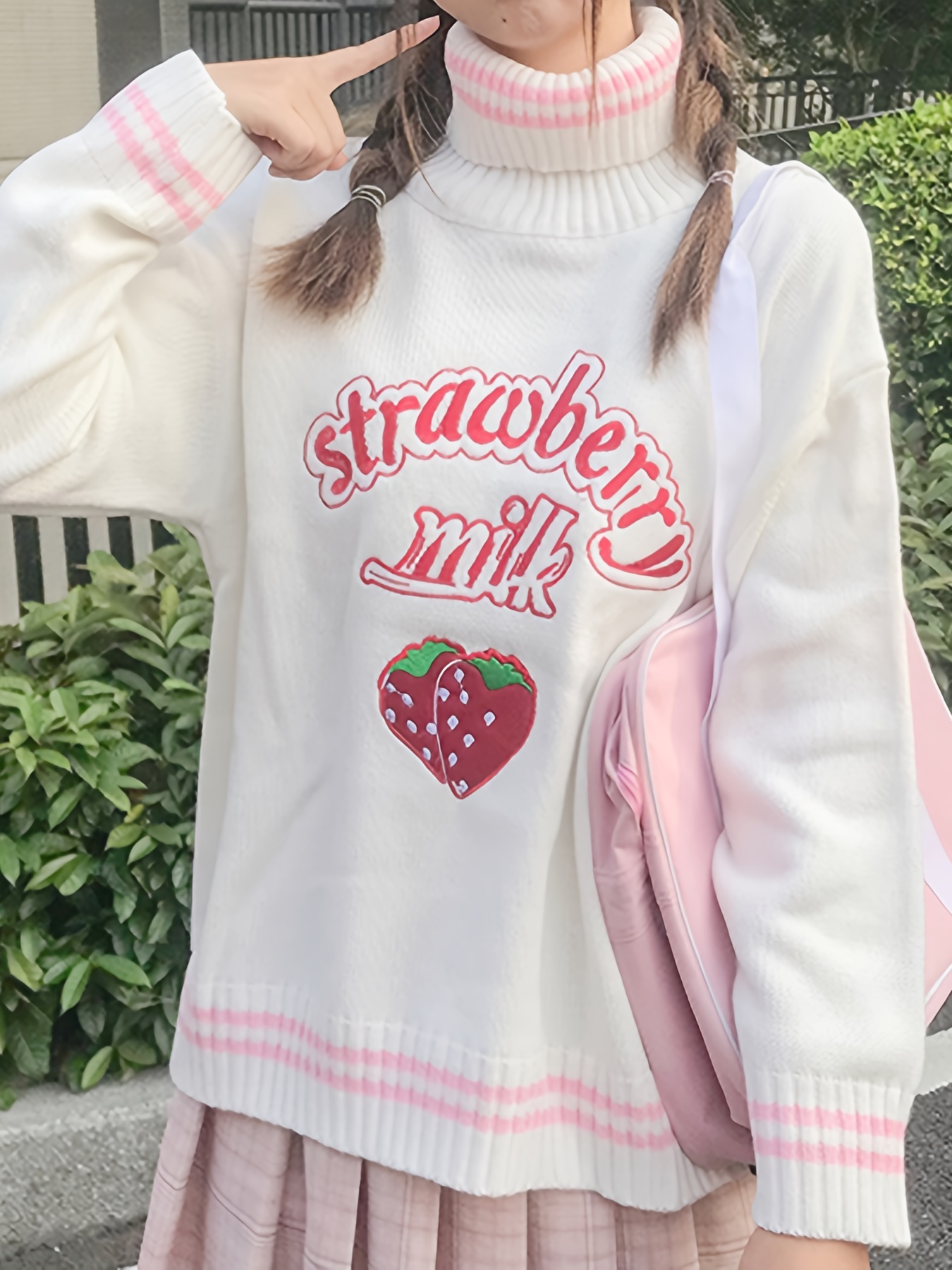 Kawaii Sweet Pink Pullover Sweater - Kawaii Fashion Shop