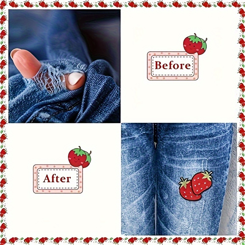 30 PCS Strawberry Patches Iron On, Funny Iron on Patches, Cute Strawberry  Embroidered Sew on Iron on Fruit Cute Jeans Patches for Kids Clothing