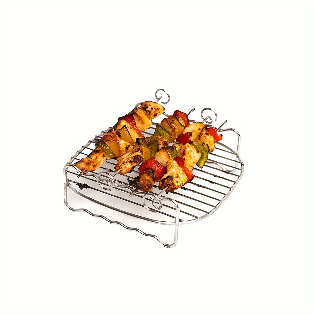 1pc Stainless Steel Air Fryer Rack, Double Layer Bbq Rack