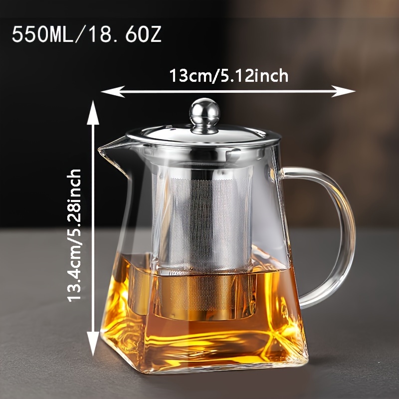 Glass Teapot With Stainless Steel Infuser Lid Clear Glass - Temu