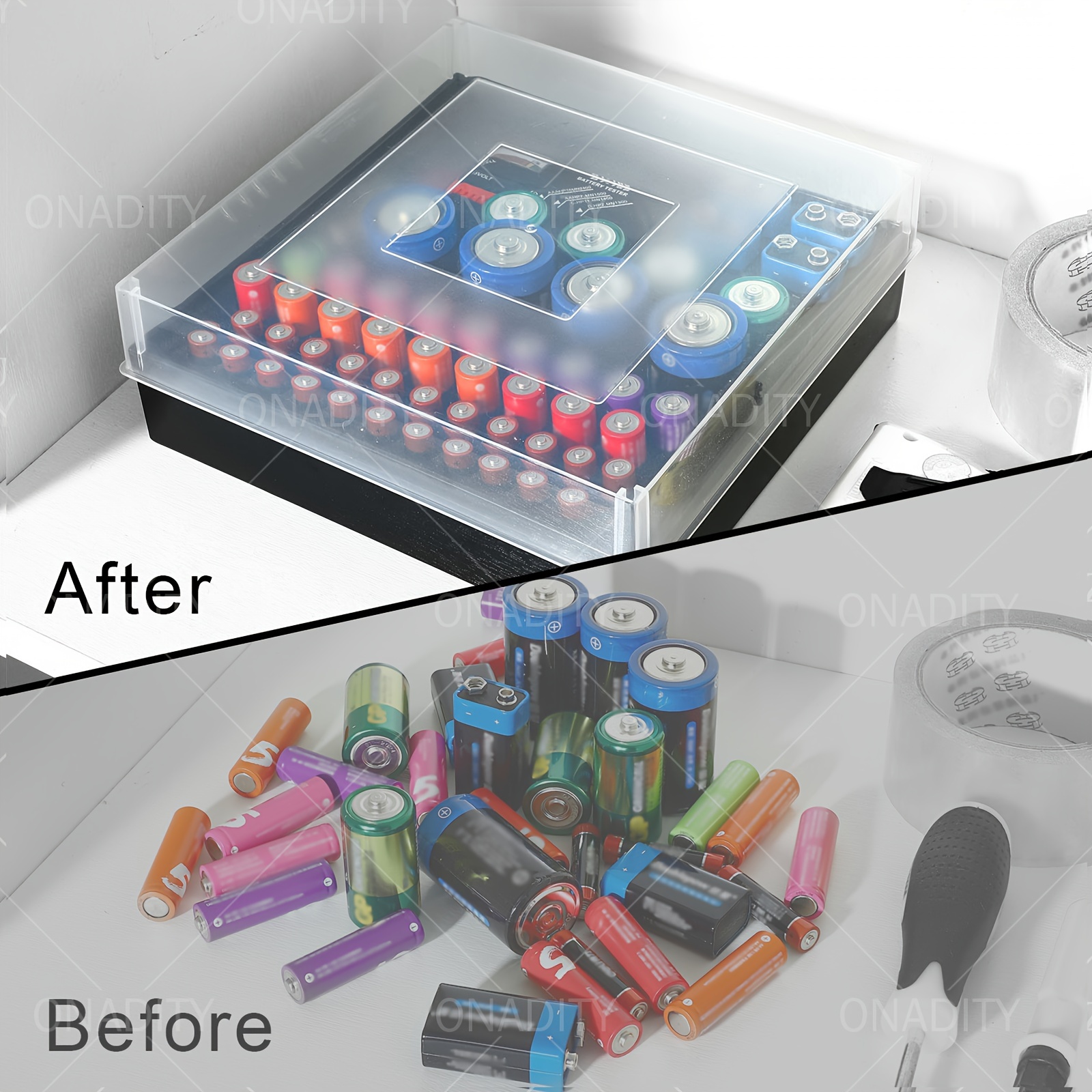 The Battery Organizer and Tester with Cover Battery Storage