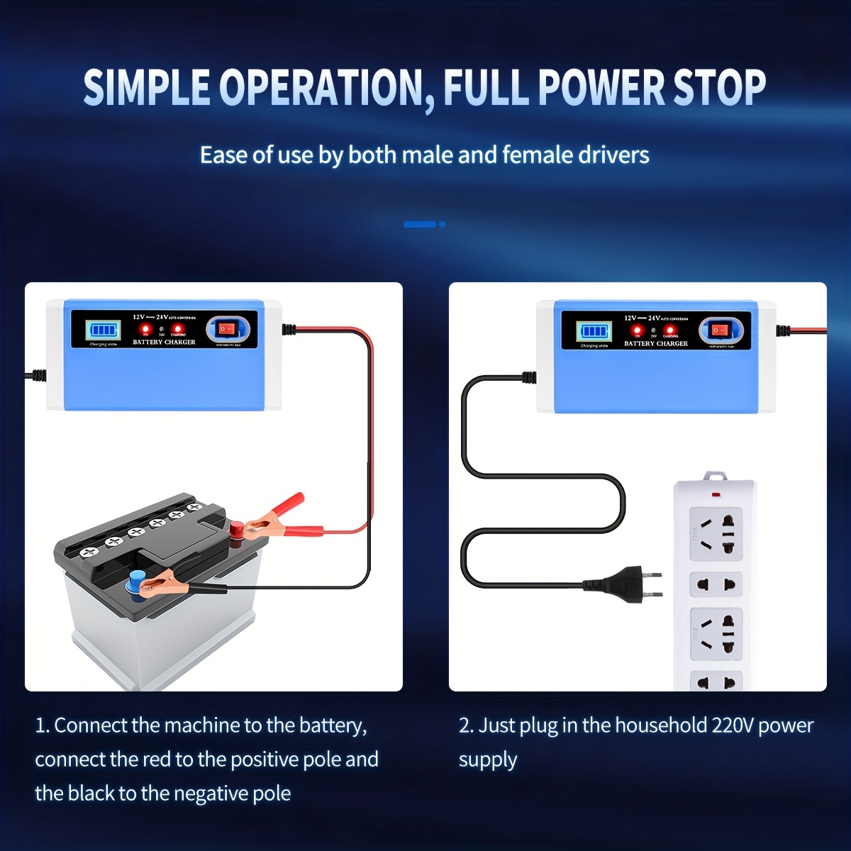 12v 5a Full Automatic Car Battery Charger 110v 220v Fast - Temu