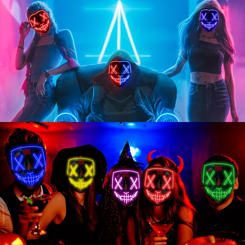 Masque LED lumineux effrayant pour Halloween, costume de fête de cosplay, masque  lumineux pour garçons et filles, accessoires de scène cool