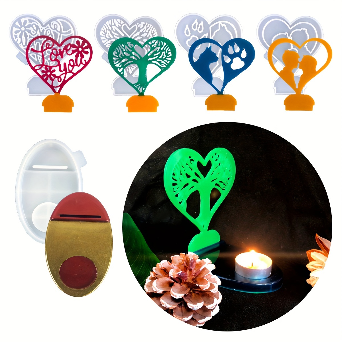 Tealight Candle Holder Silicone Molds Heart Candlestick Base - Temu