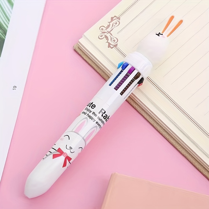 Multicolored Pens 10 Colors Cute Cartoon Rabbit Ballpoint - Temu