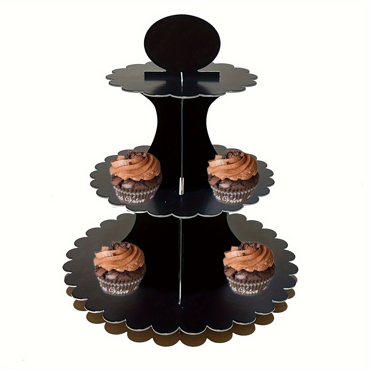 

1pc, Solid Black Pattern Cake Decoration Stand, Solid Color Theme Cake Stand Black Cupcake Holder Suitable For Family Birthday Party Decoration