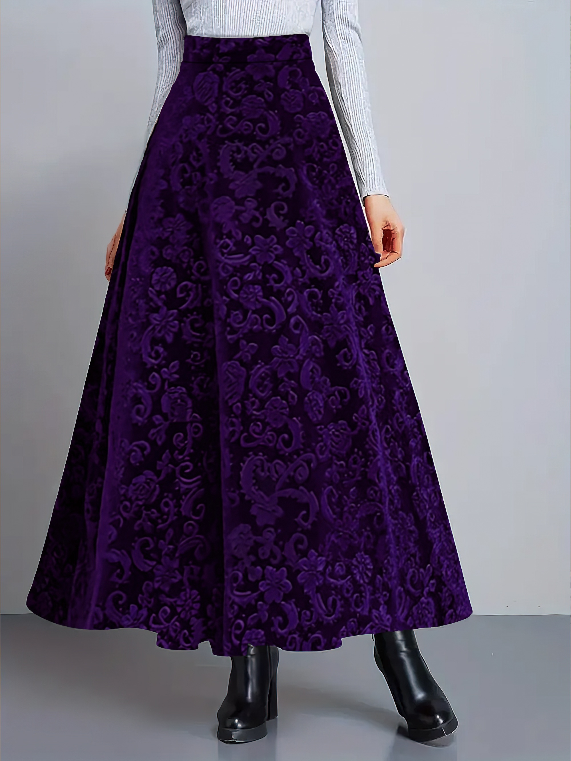 Φούστα ψηλόμεση με floral σχέδιο, κομψή φούστα σε γραμμή Α, γυναικεία ρούχα