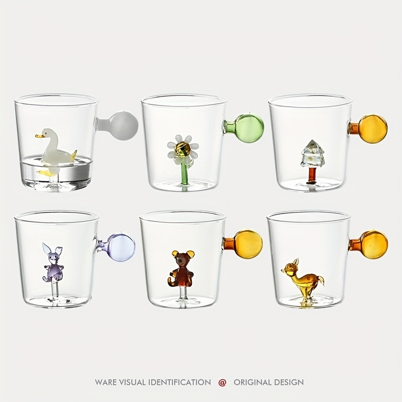 Tazza in vetro 3D con animale carino all'interno, statuetta di animali in  vetro fatta a mano, bicchiere senza stelo per acqua, vino, latte, bevande